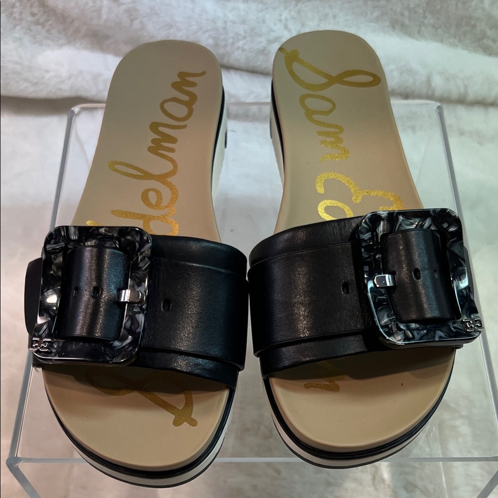 Sam Edelman Black Buckle Slide Sandals